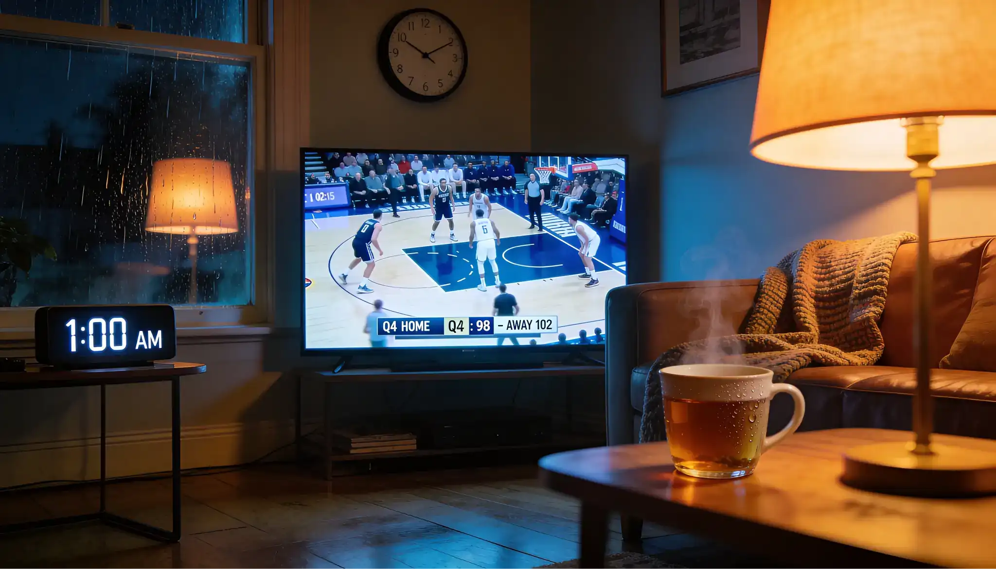 NBA game schedule showing typical tip-off times converted to UK GMT timezone